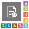 Cloud document square flat icons
