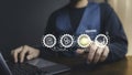 Cloud Document Management, businessman control of data digital.