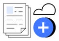 Cloud Document Management Symbol With Upload Functionality by Files and Cloud Icon Royalty Free Stock Photo