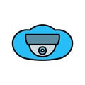 Cloud and dome camera. Vector icon. CCTV and video surveillance. Isolated illustration. Royalty Free Stock Photo