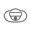 Cloud and dome camera. Vector icon. CCTV and video surveillance. Isolated illustration on white background . Royalty Free Stock Photo