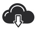 Cloud Download Icon Concept Digital File Sharing Transfer Data Storage Black and White Royalty Free Stock Photo