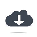 Cloud download icon. Download icon, digital cloud, music, video upload, media application, phone, computer