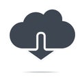 Cloud download icon. Download icon, digital cloud, music, video upload, media application, phone, computer