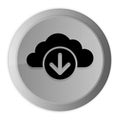 Cloud download icon metal silver round button metallic design circle isolated on white background black and white concept Royalty Free Stock Photo