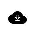 Cloud download icon set. digital download vector symbol in black filled and outlined style Royalty Free Stock Photo