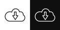 Cloud download icon set. digital download vector symbol in black filled and outlined style Royalty Free Stock Photo