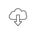Cloud download icon set. digital download vector symbol in black filled and outlined style Royalty Free Stock Photo