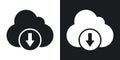 Cloud download icon set. digital download vector symbol in black filled and outlined style Royalty Free Stock Photo