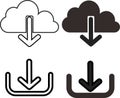 Cloud Download Icon Set Solid and Outline Collection Royalty Free Stock Photo