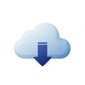 Cloud download icon with a stylized light blue cloud and a bold, downward-pointing Royalty Free Stock Photo