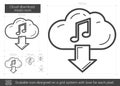 Cloud download music line icon.