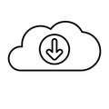 Cloud, download, storage line icon. Outline vector,