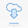 Cloud download thin line icon