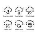 Cloud download, upload, Check, Close, Refresh, setting, icon Royalty Free Stock Photo