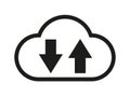 Cloud download and upload icon. Cloud with arrow up and down simple sign - vector