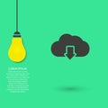 cloud download vector icon , lorem ipsum Flat design Royalty Free Stock Photo