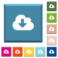 Cloud download white icons on edged square buttons