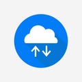 Cloud downloading flat vector icon. Cloud technologies concept icon.