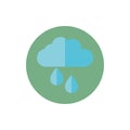 Cloud drops rain green energy block icon