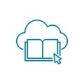 Cloud e-book line icon. Instruction manual download. E-learning technology. Royalty Free Stock Photo