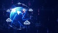 cloud and edge computing technology. Secure database storage is protected from unauthorized access and cyber threats. Polygons and Royalty Free Stock Photo