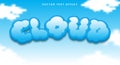 Cloud editable text effect with blue cartoon style Royalty Free Stock Photo
