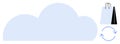 Cloud storage concept with shopping bag and refresh symbol for e-commerce and data syncing Royalty Free Stock Photo