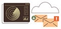 Cloud Email Notification and Radar Monitoring System for Cybersecurity and Data Analysis Royalty Free Stock Photo