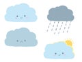 Cloud with emotions set, happy, sad, sunny, cloudy, gloomy, happy, feeling, good and bad emotion, mental health