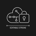 Cloud encryption white linear icon for dark theme
