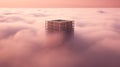 Cloud-enveloped Tower: A Serene Masterpiece Of Dimitry Roulland-inspired Cabincore