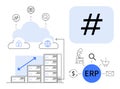Cloud ERP System with Data Integration, Scalability, and Secure Network Connectivity Royalty Free Stock Photo