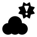 Cloud Error, Cloud Exclamation, Cloud Warning Glyph Solid Icon
