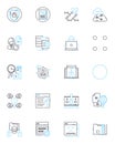 Cloud eventuality linear icons set. Clouds, Virtualization, Automation, Scalability, Elasticity, Security, Agility line Royalty Free Stock Photo