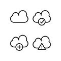 cloud, exclamatory, check, plus sign icons. Element of outline button icons. Thin line icon for website design and development,