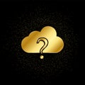 cloud faq, cloud support gold icon. Vector illustration of golden particle background. isolated vector sign symbol - Education Royalty Free Stock Photo