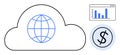 Cloud Computing with Global Connectivity, Financial Growth, and Data Analytics Visualization Royalty Free Stock Photo