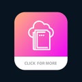 Cloud, File, Data, Computing Mobile App Button. Android and IOS Line Version Royalty Free Stock Photo