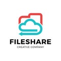 Cloud File share Tech Logo template Design with folder and arrow