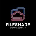 Cloud File share Tech Logo template Design with folder and arrow