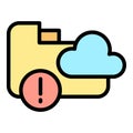 Cloud files malware icon color outline vector