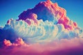 a cloud filled with pink and blue clouds in the sky with a blue sky background and a pink cloud