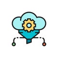 Cloud filter, big data, service database flat color line icon. Royalty Free Stock Photo