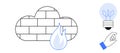 Cloud Firewall Protection with Flame and Innovative Ideas Represented by Hand and Lightbulb Royalty Free Stock Photo
