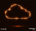 Cloud fireworks. The cloud is made up of sparks and fire. Festive bright fireworks. Decorative element for celebrations and Royalty Free Stock Photo