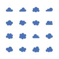 Cloud flat glyph icons. Cloudssilhouette symbols for data storage, weather forecast