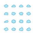 Cloud flat line icons. Clouds symbols for data storage, weather forecast. Thin signs for hosting. Pixel perfect 48x48 Royalty Free Stock Photo