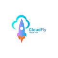 Cloud Fly Rocket Logo Design Template. Royalty Free Stock Photo