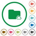 Cloud folder flat icons with outlines
